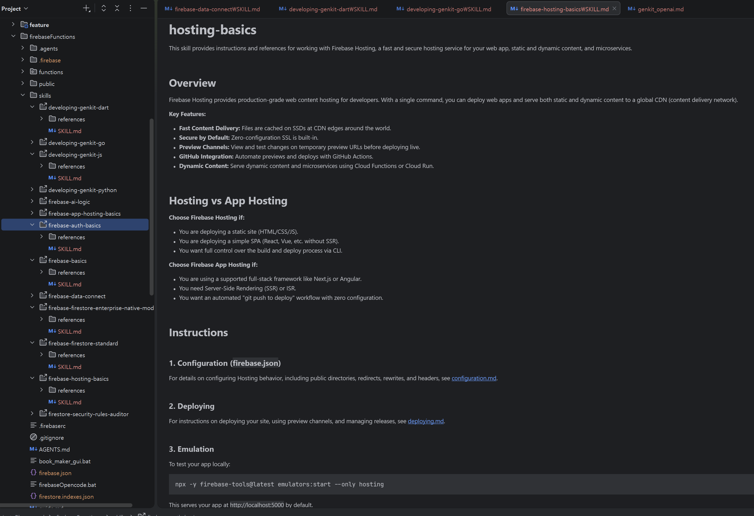 OpenCode skills folder example showing multiple SKILL.md playbooks for specialized tasks